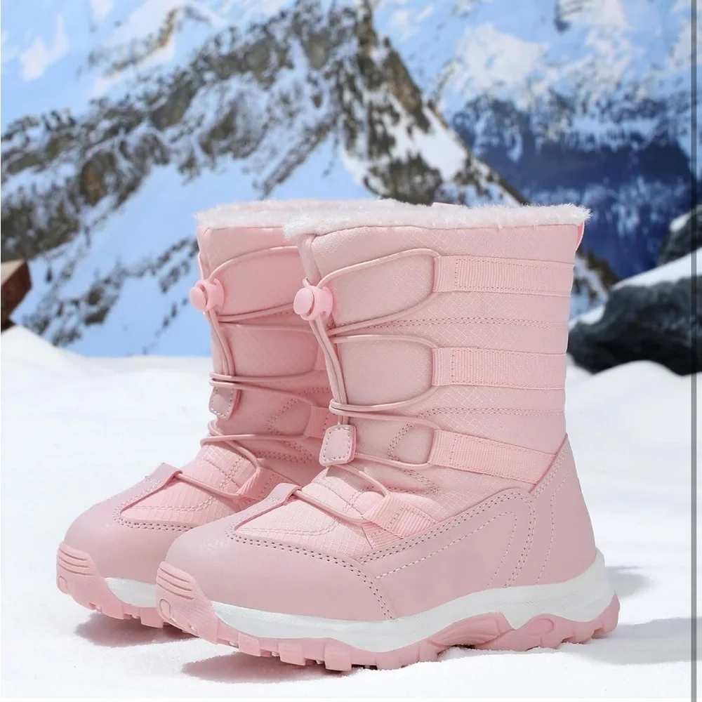 UBFEN Kids Snow Boots Waterproof Warm Winter Shoes Slip Resistant Zipper/ 592
